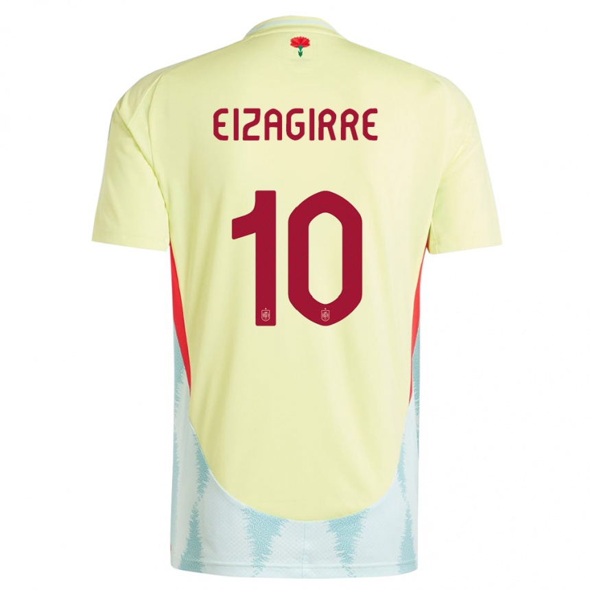 Kids Football Spain Nerea Eizagirre #10 Yellow Away Jersey 24-26 T-Shirt Uk