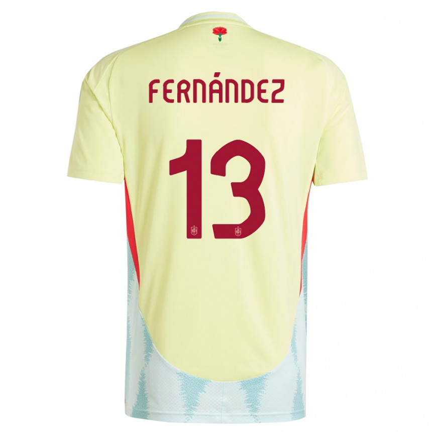 Kids Football Spain Cesar Fernandez #13 Yellow Away Jersey 24-26 T-Shirt Uk