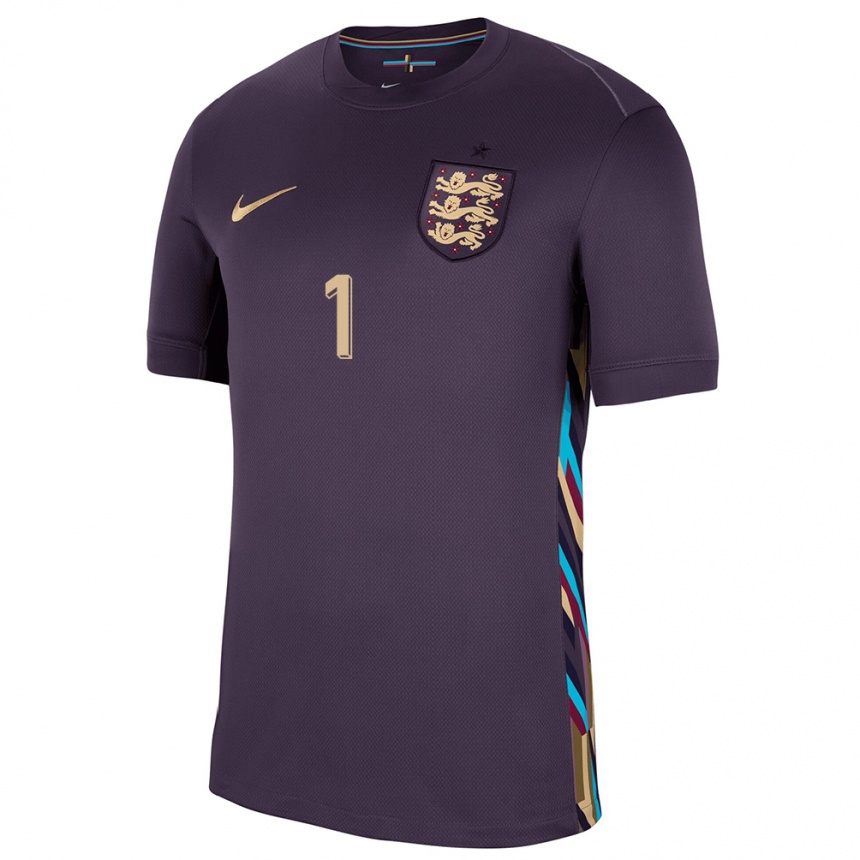 Kids Football England Mary Earps #1 Dark Raisin Away Jersey 24-26 T-Shirt Uk