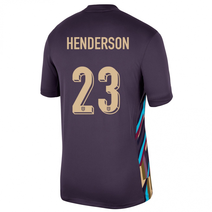 Kids Football England Dean Henderson #23 Dark Raisin Away Jersey 24-26 T-Shirt Uk