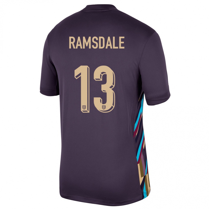 Kids Football England Aaron Ramsdale #13 Dark Raisin Away Jersey 24-26 T-Shirt Uk