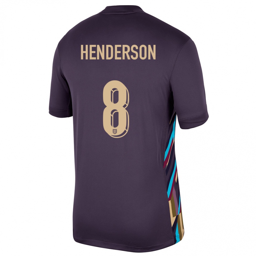 Kids Football England Jordan Henderson #8 Dark Raisin Away Jersey 24-26 T-Shirt Uk