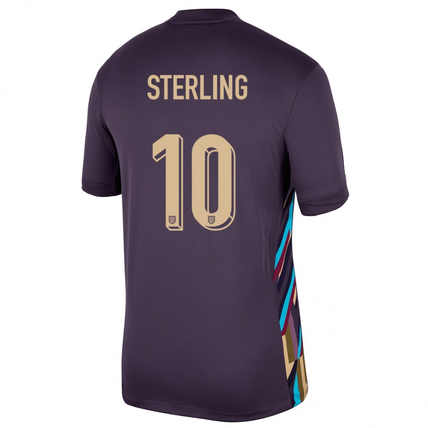 Kids Football England Raheem Sterling #10 Dark Raisin Away Jersey 24-26 T-Shirt Uk