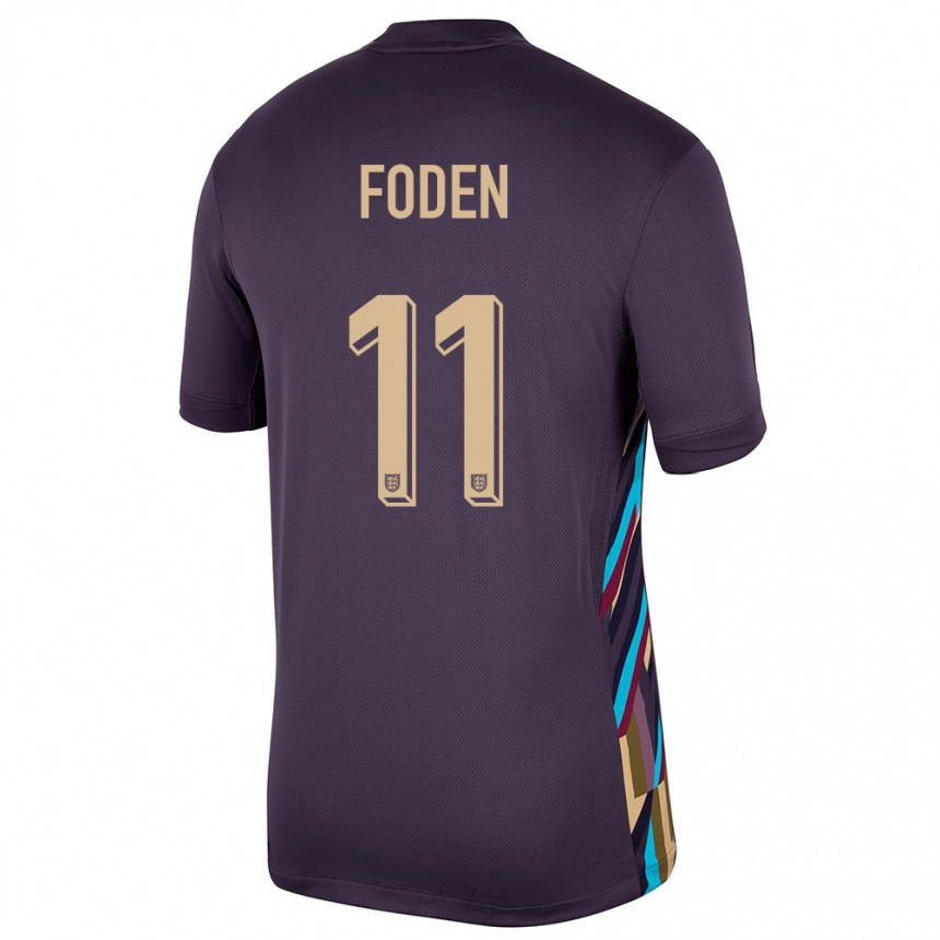 Kids Football England Phil Foden #11 Dark Raisin Away Jersey 24-26 T-Shirt Uk