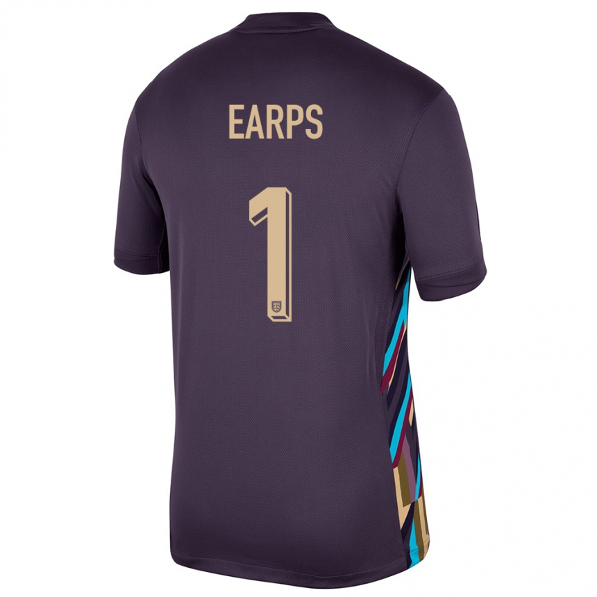 Kids Football England Mary Earps #1 Dark Raisin Away Jersey 24-26 T-Shirt Uk