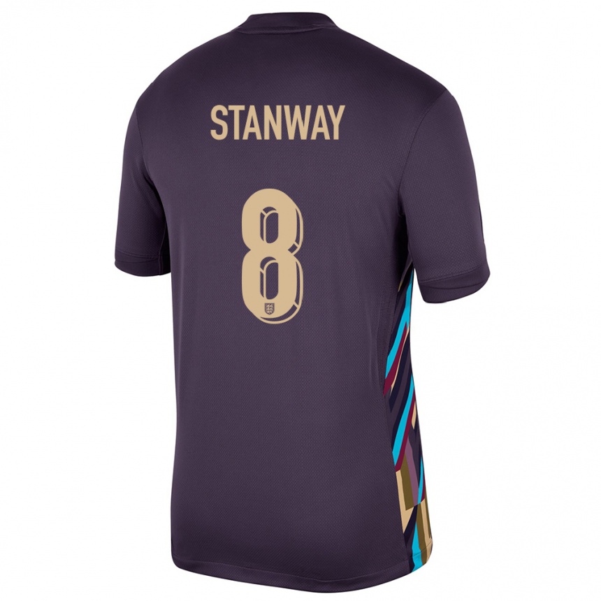 Kids Football England Georgia Stanway #8 Dark Raisin Away Jersey 24-26 T-Shirt Uk