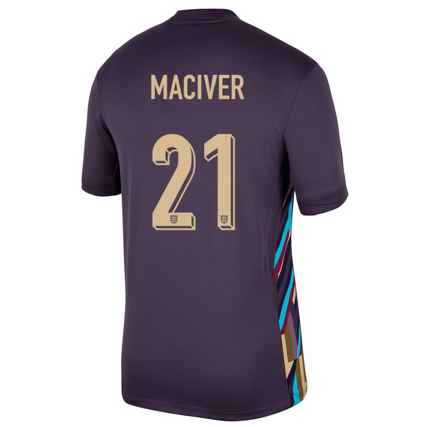 Kids Football England Sandy Maciver #21 Dark Raisin Away Jersey 24-26 T-Shirt Uk