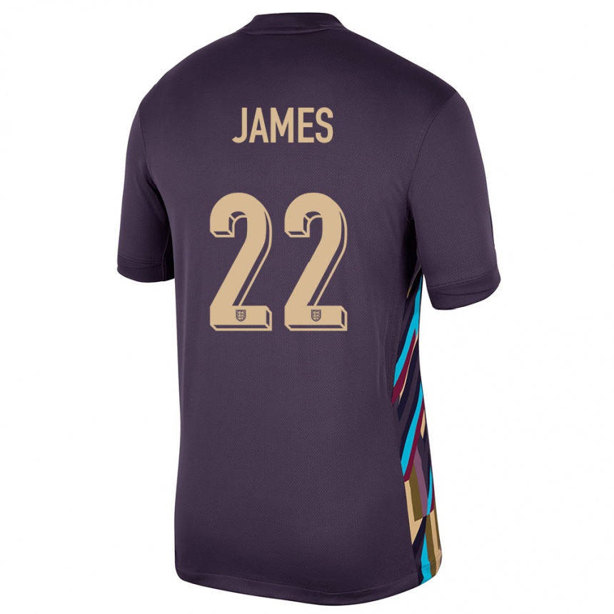 Kids Football England Lauren James #22 Dark Raisin Away Jersey 24-26 T-Shirt Uk