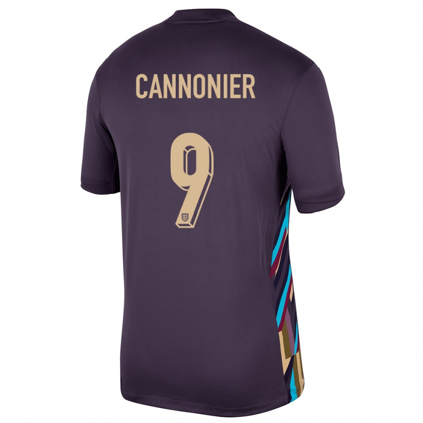 Kids Football England Oakley Cannonier #9 Dark Raisin Away Jersey 24-26 T-Shirt Uk