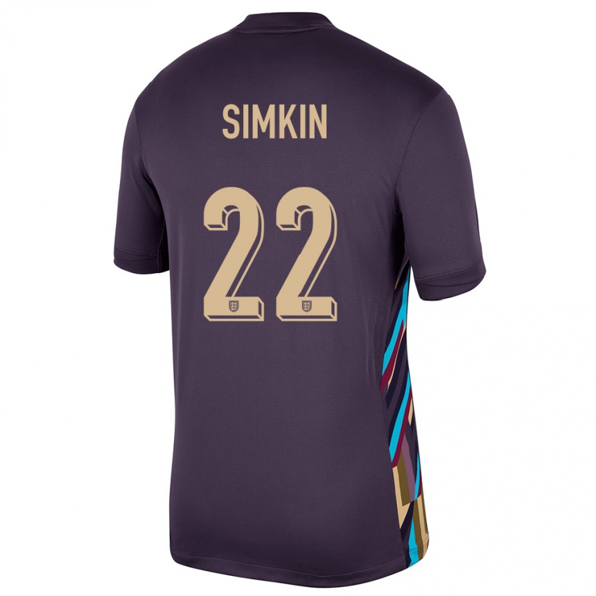 Kids Football England Tommy Simkin #22 Dark Raisin Away Jersey 24-26 T-Shirt Uk