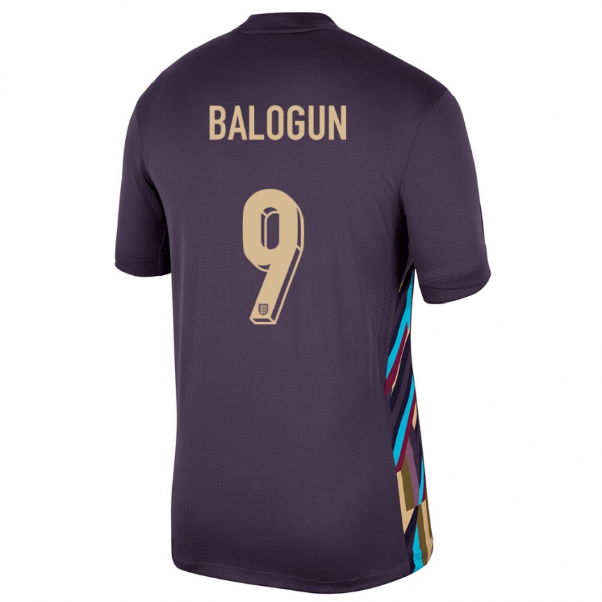 Kids Football England Folarin Balogun #9 Dark Raisin Away Jersey 24-26 T-Shirt Uk