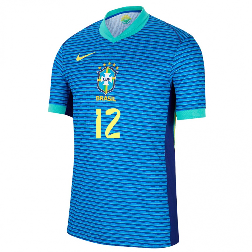 Kids Football Brazil Weverton #12 Blue Away Jersey 24-26 T-Shirt Uk