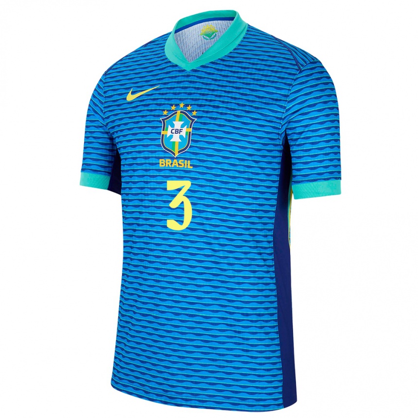 Kids Football Brazil Thiago Silva #3 Blue Away Jersey 24-26 T-Shirt Uk