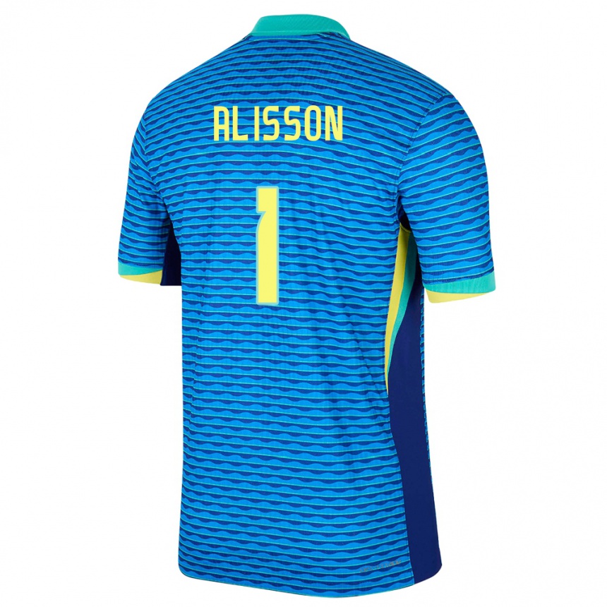 Kids Football Brazil Alisson #1 Blue Away Jersey 24-26 T-Shirt Uk