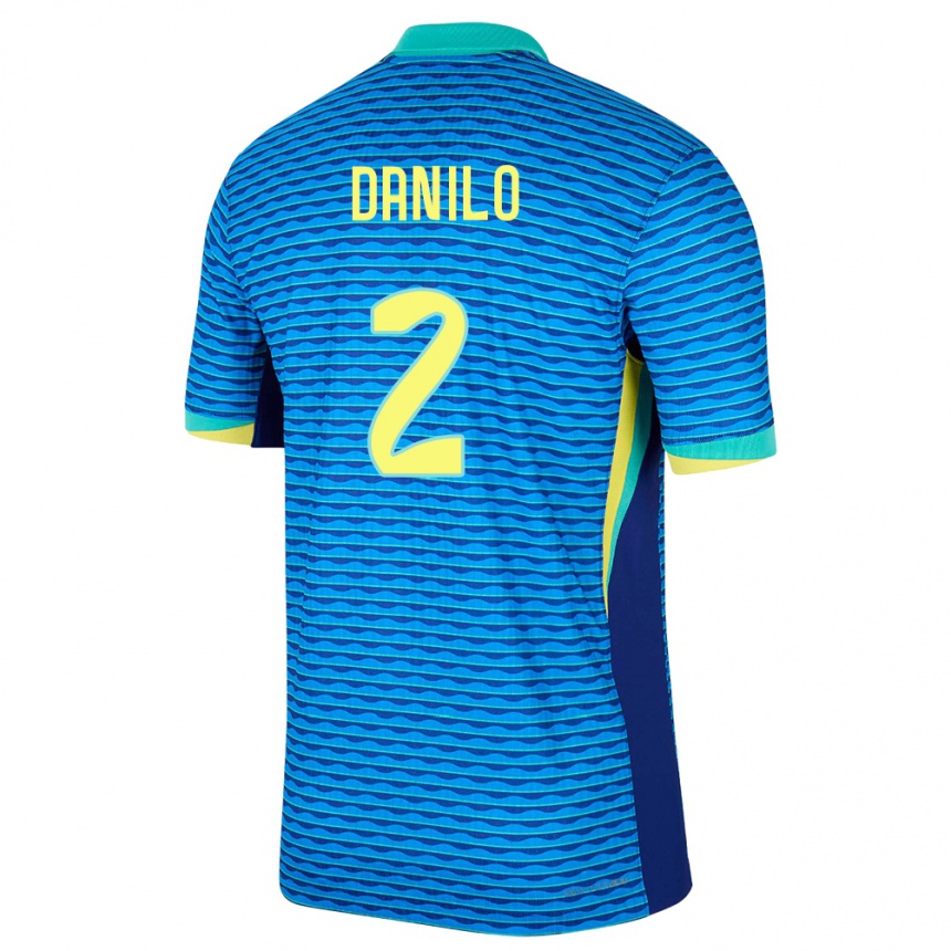 Kids Football Brazil Danilo #2 Blue Away Jersey 24-26 T-Shirt Uk