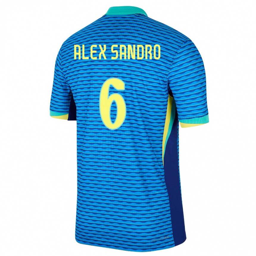 Kids Football Brazil Alex Sandro #6 Blue Away Jersey 24-26 T-Shirt Uk