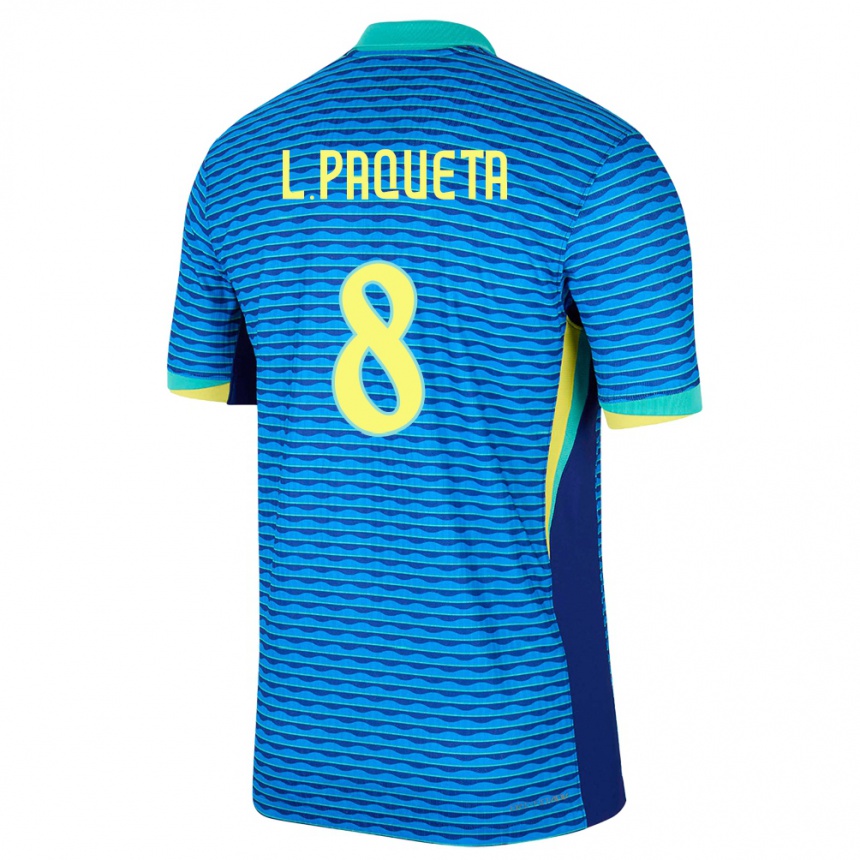 Kids Football Brazil Lucas Paqueta #8 Blue Away Jersey 24-26 T-Shirt Uk