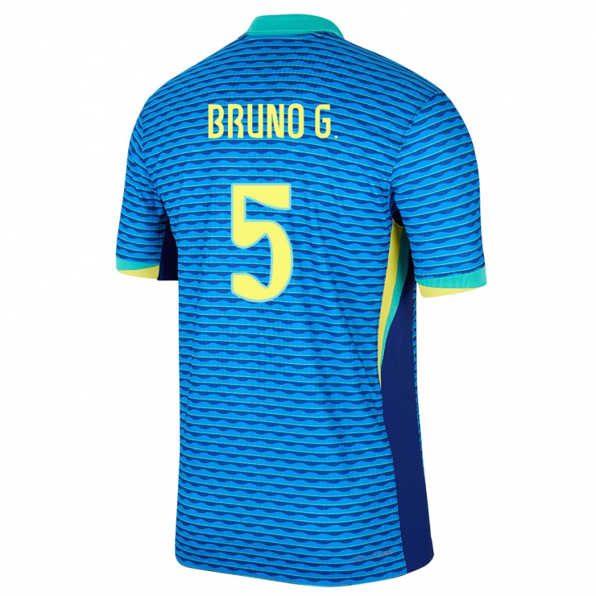 Kids Football Brazil Bruno Guimaraes #5 Blue Away Jersey 24-26 T-Shirt Uk