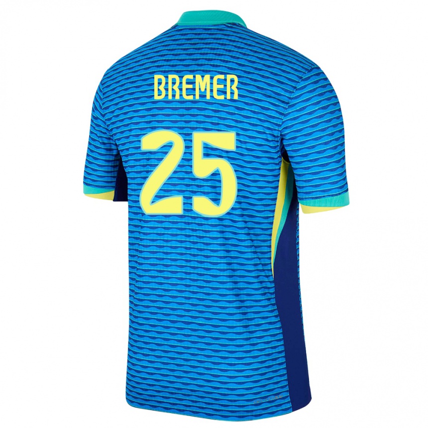 Kids Football Brazil Bremer #25 Blue Away Jersey 24-26 T-Shirt Uk