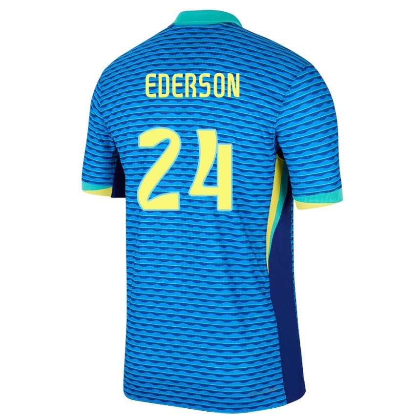 Kids Football Brazil Ederson #24 Blue Away Jersey 24-26 T-Shirt Uk