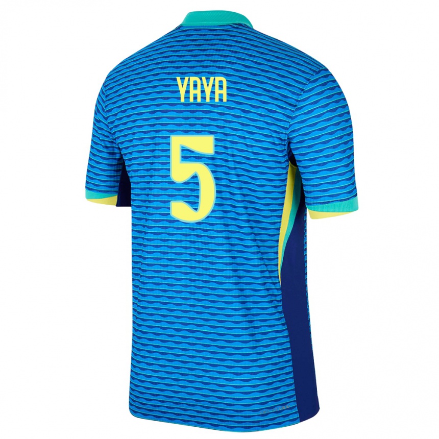 Kids Football Brazil Yaya #5 Blue Away Jersey 24-26 T-Shirt Uk