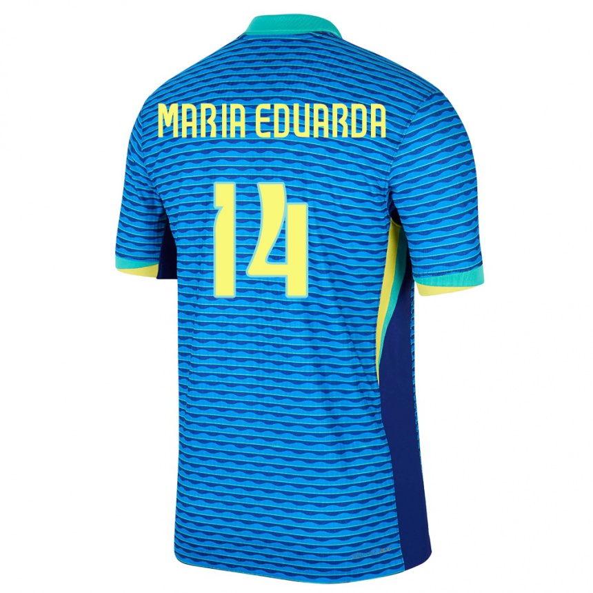 Kids Football Brazil Maria Eduarda #14 Blue Away Jersey 24-26 T-Shirt Uk