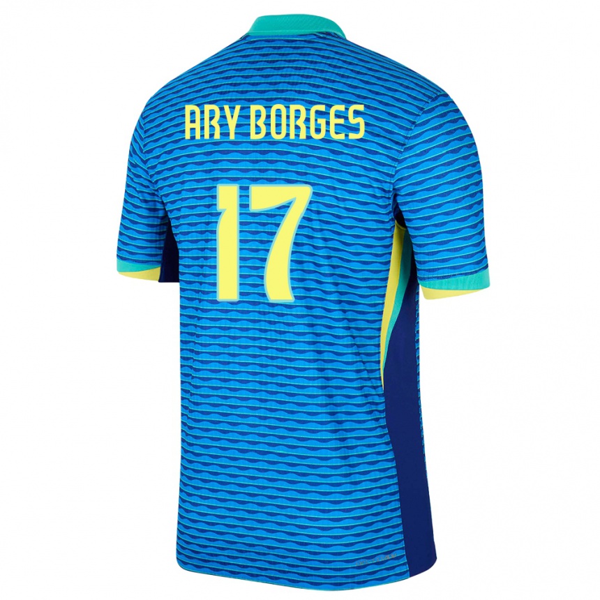 Kids Football Brazil Ary Borges #17 Blue Away Jersey 24-26 T-Shirt Uk