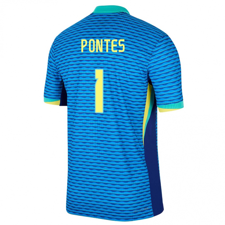 Kids Football Brazil Mycael Pontes #1 Blue Away Jersey 24-26 T-Shirt Uk