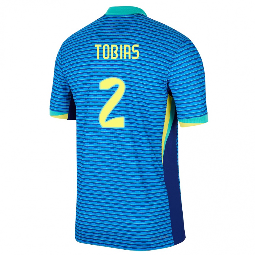 Kids Football Brazil Vinicius Tobias #2 Blue Away Jersey 24-26 T-Shirt Uk