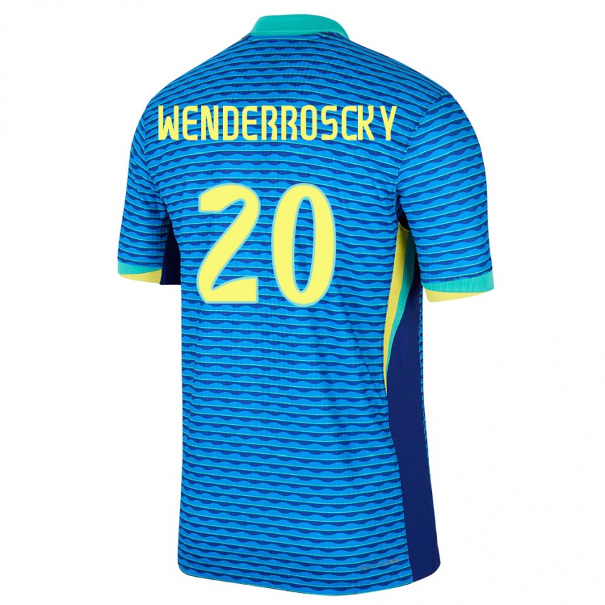 Kids Football Brazil Arthur Wenderroscky #20 Blue Away Jersey 24-26 T-Shirt Uk