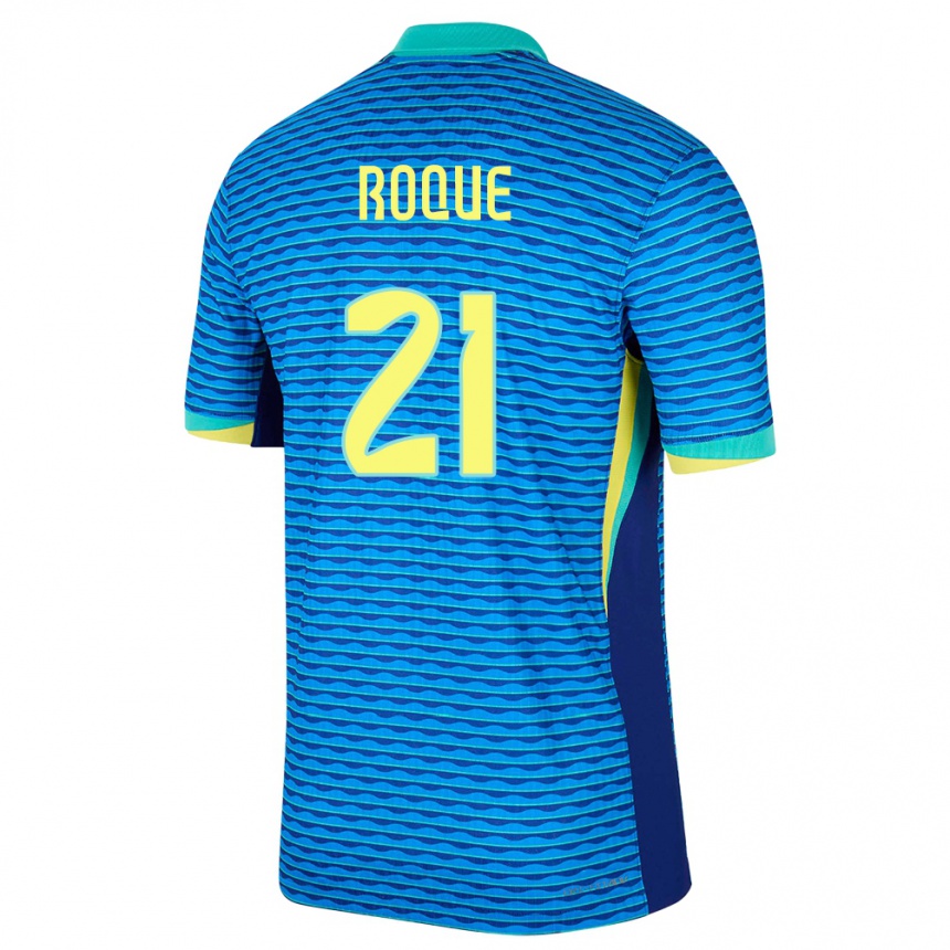 Kids Football Brazil Vitor Roque #21 Blue Away Jersey 24-26 T-Shirt Uk