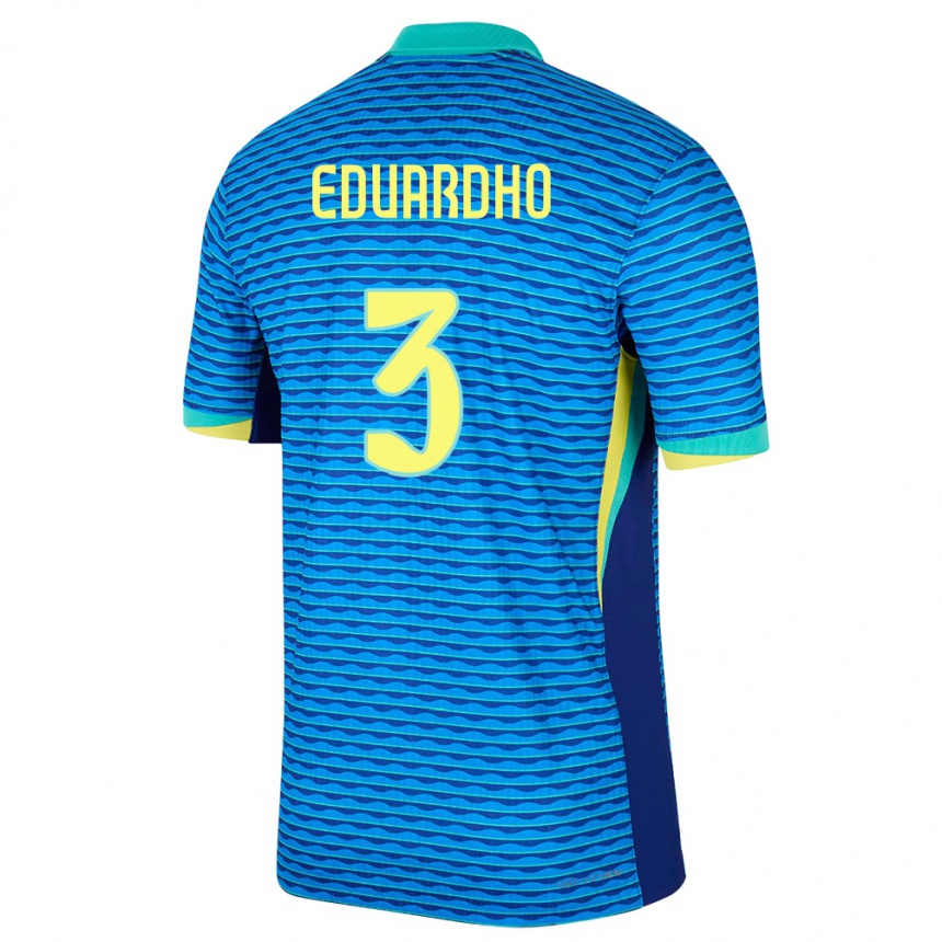 Kids Football Brazil Eduardho #3 Blue Away Jersey 24-26 T-Shirt Uk