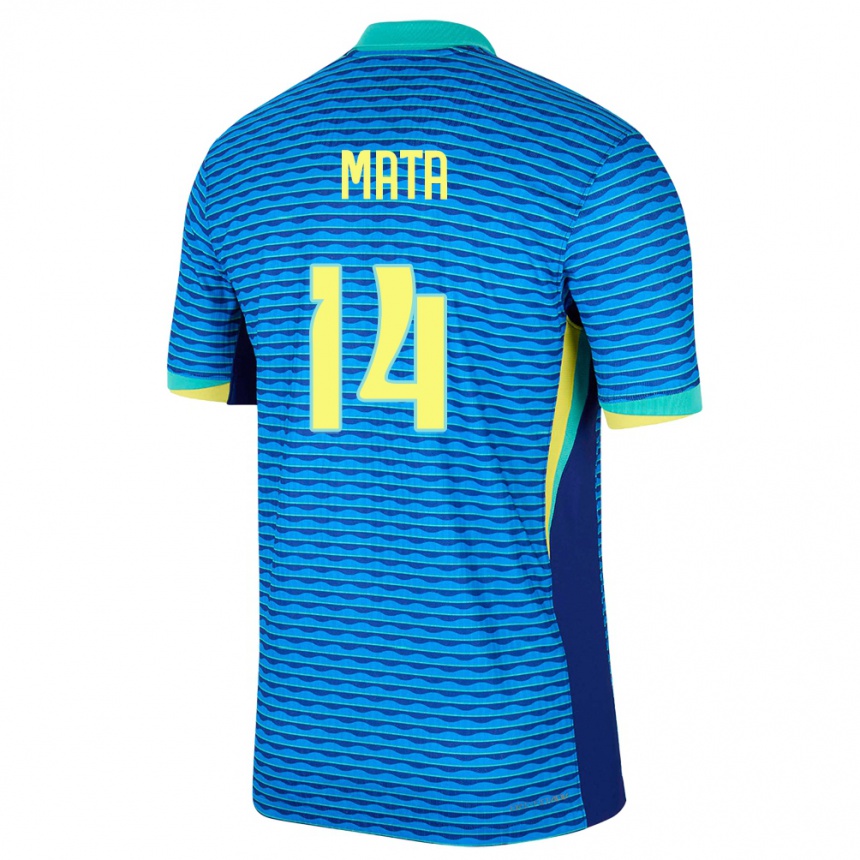 Kids Football Brazil Da Mata #14 Blue Away Jersey 24-26 T-Shirt Uk