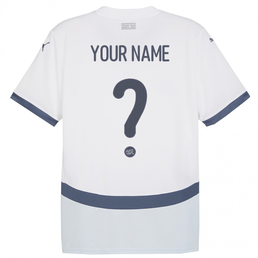 Kids Football Switzerland Your Name #0 White Away Jersey 24-26 T-Shirt Uk