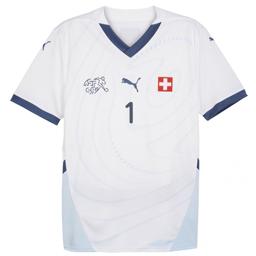 Kids Football Switzerland Gaelle Thalmann #1 White Away Jersey 24-26 T-Shirt Uk