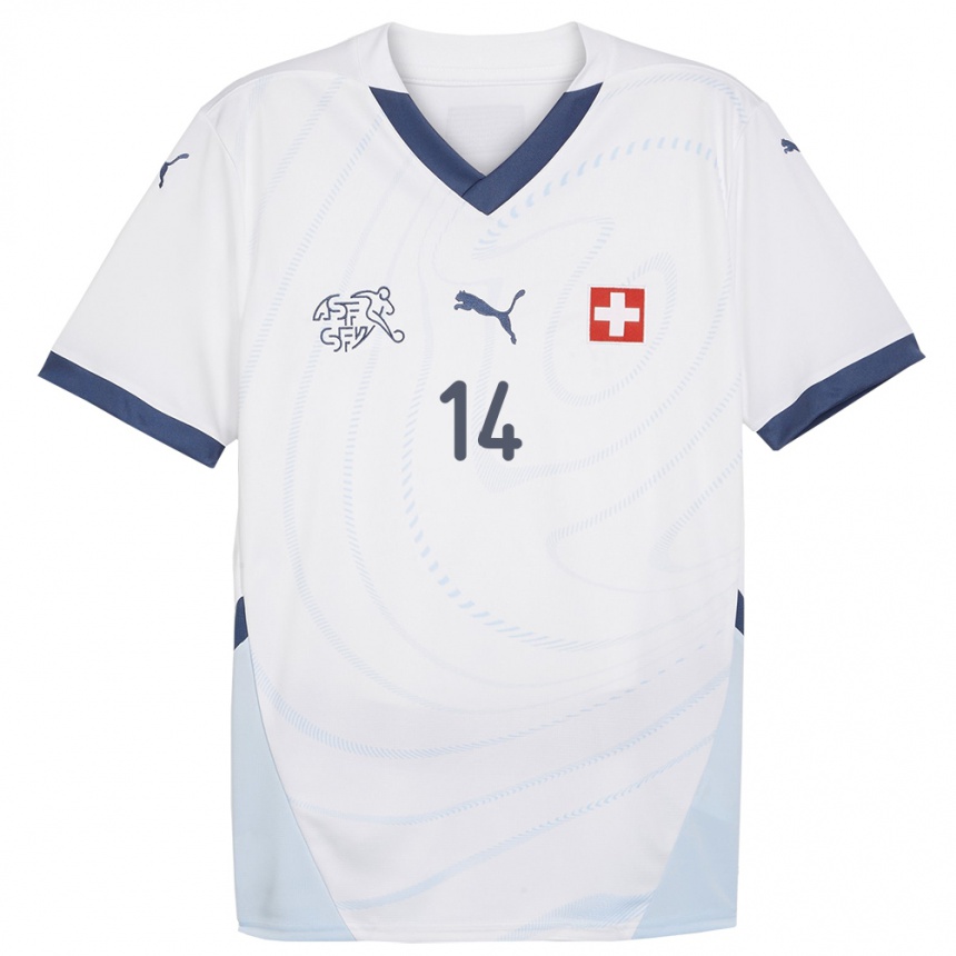 Kids Football Switzerland Severin Ottiger #14 White Away Jersey 24-26 T-Shirt Uk