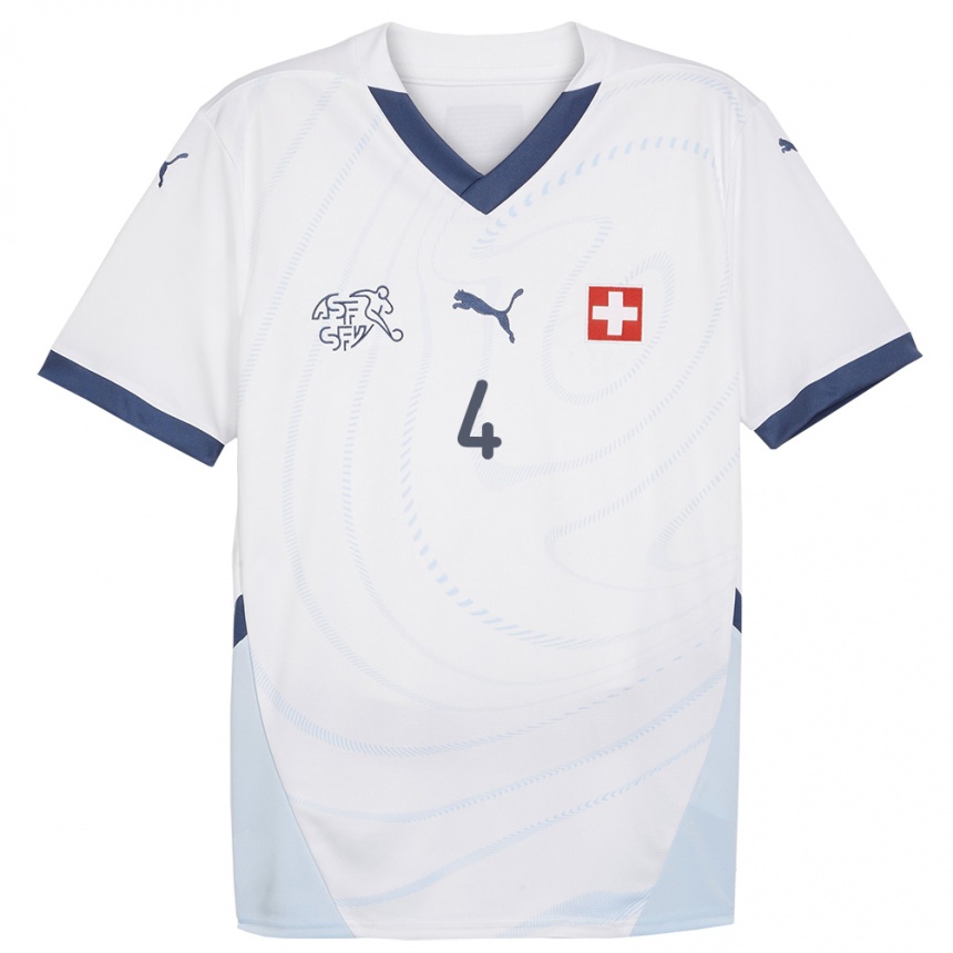 Kids Football Switzerland Rachel Rinast #4 White Away Jersey 24-26 T-Shirt Uk