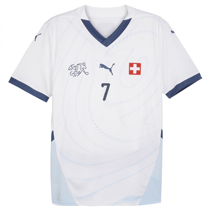 Kids Football Switzerland Breel Embolo #7 White Away Jersey 24-26 T-Shirt Uk