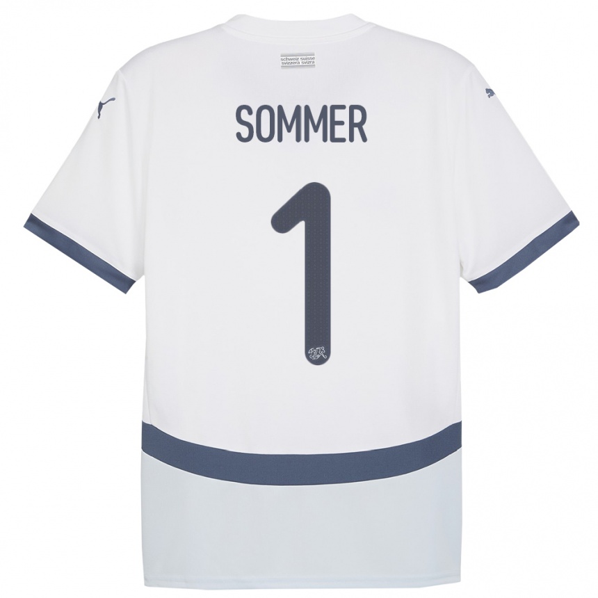 Kids Football Switzerland Yann Sommer #1 White Away Jersey 24-26 T-Shirt Uk