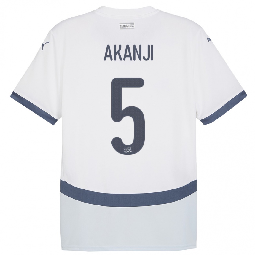 Kids Football Switzerland Manuel Akanji #5 White Away Jersey 24-26 T-Shirt Uk