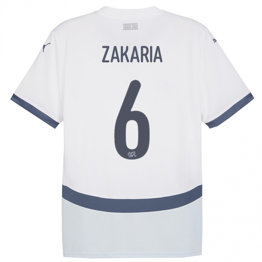 Kids Football Switzerland Denis Zakaria #6 White Away Jersey 24-26 T-Shirt Uk