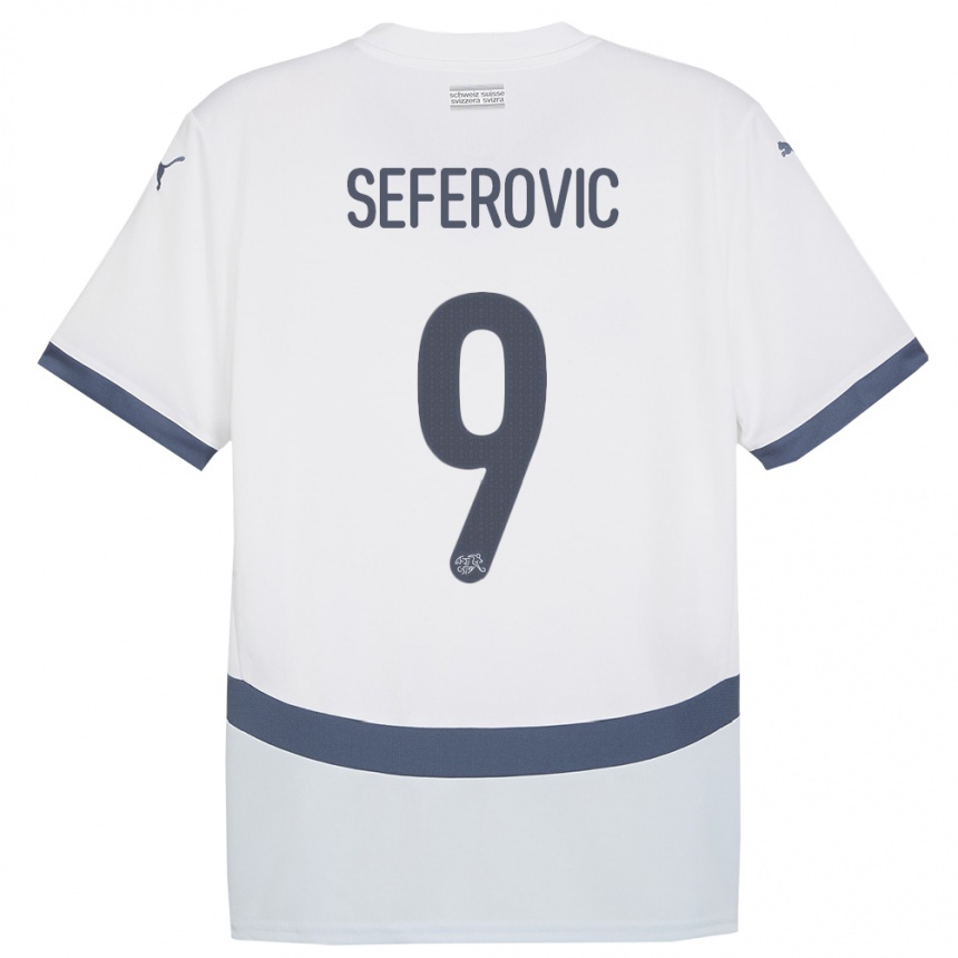 Kids Football Switzerland Haris Seferovic #9 White Away Jersey 24-26 T-Shirt Uk