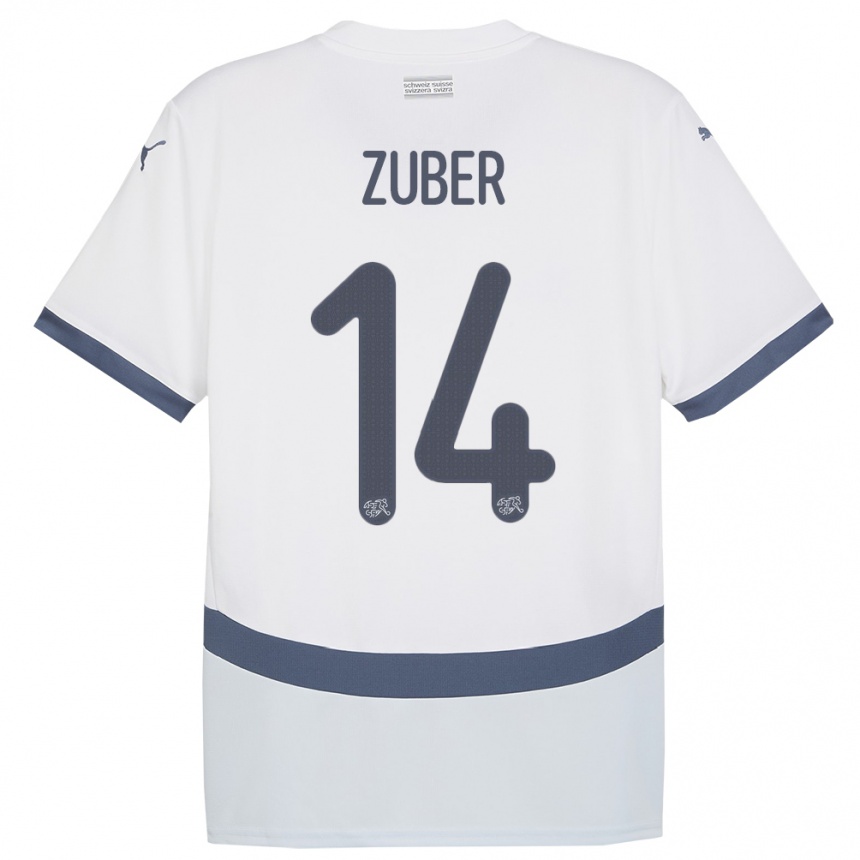 Kids Football Switzerland Steven Zuber #14 White Away Jersey 24-26 T-Shirt Uk