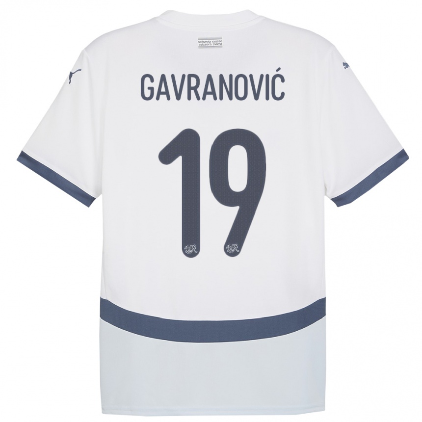 Kids Football Switzerland Mario Gavranovic #19 White Away Jersey 24-26 T-Shirt Uk