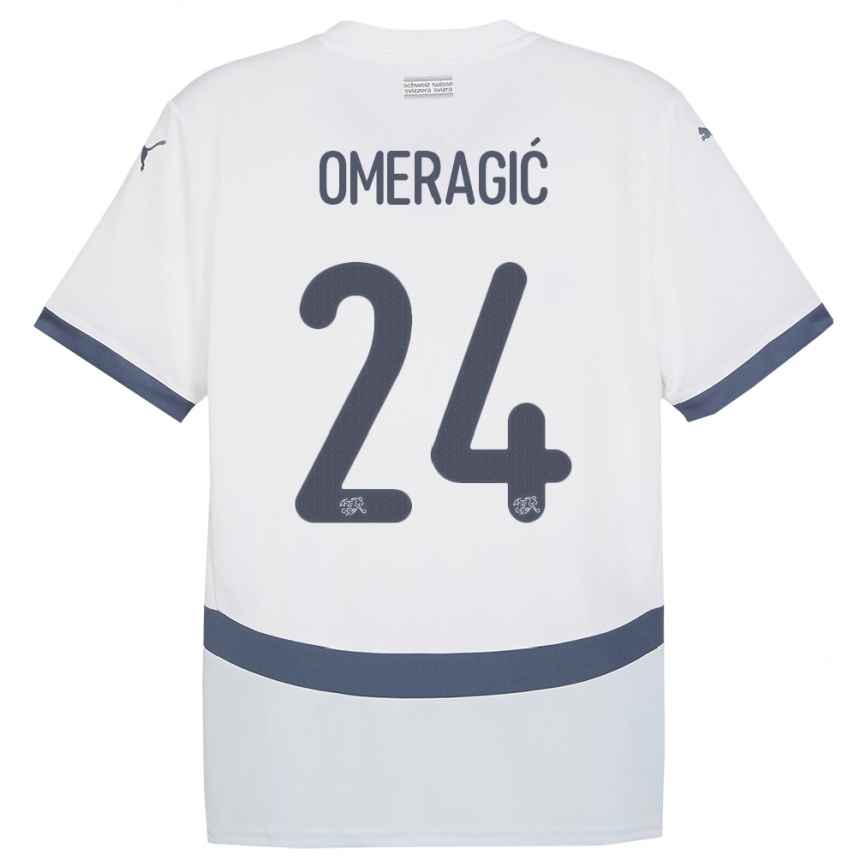 Kids Football Switzerland Becir Omeragic #24 White Away Jersey 24-26 T-Shirt Uk