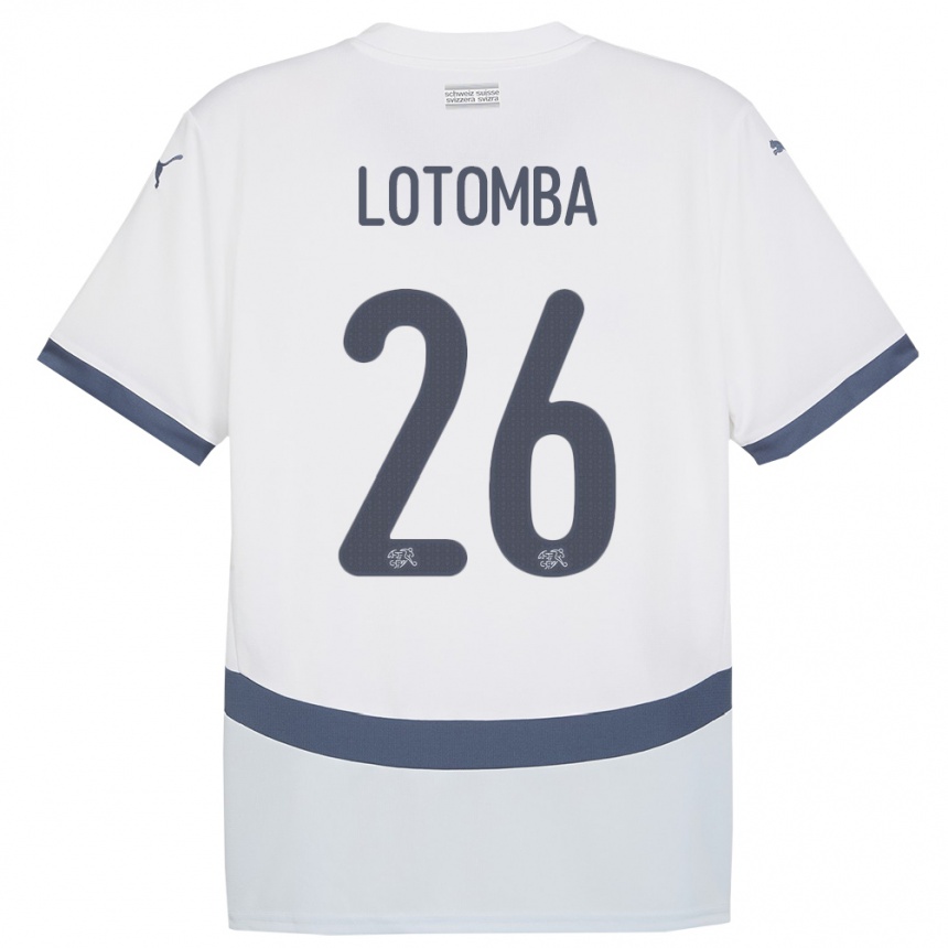 Kids Football Switzerland Jordan Lotomba #26 White Away Jersey 24-26 T-Shirt Uk