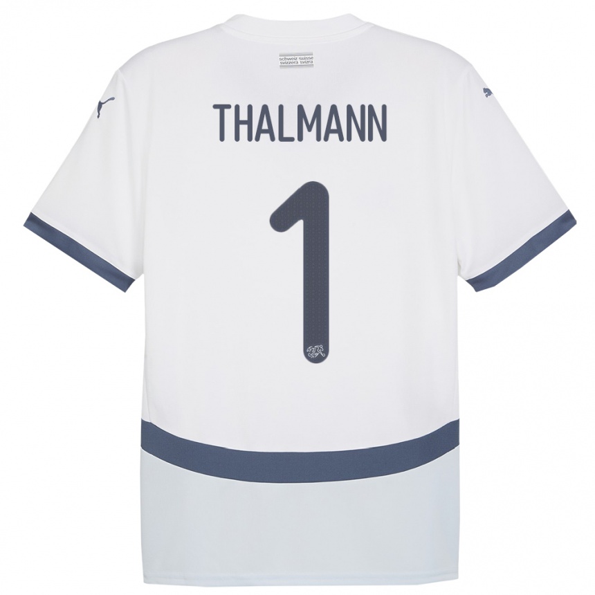 Kids Football Switzerland Gaelle Thalmann #1 White Away Jersey 24-26 T-Shirt Uk