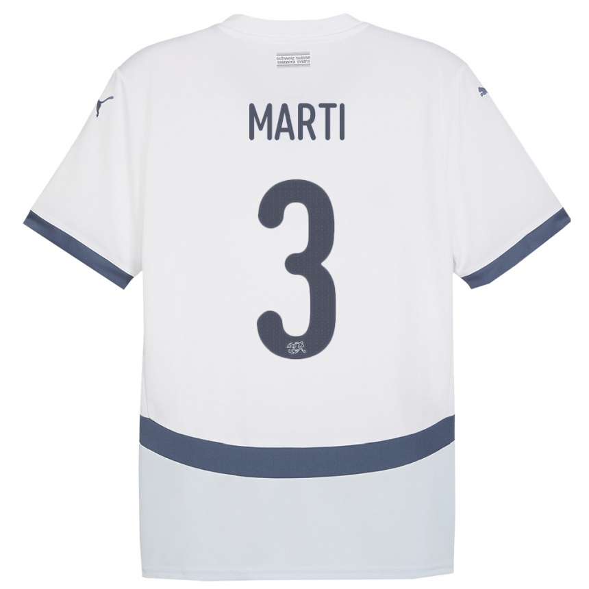 Kids Football Switzerland Lara Marti #3 White Away Jersey 24-26 T-Shirt Uk