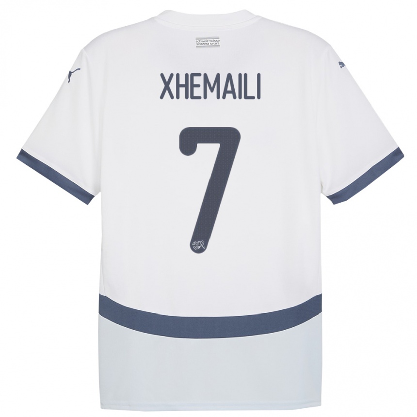 Kids Football Switzerland Riola Xhemaili #7 White Away Jersey 24-26 T-Shirt Uk