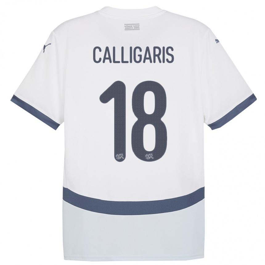 Kids Football Switzerland Viola Calligaris #18 White Away Jersey 24-26 T-Shirt Uk